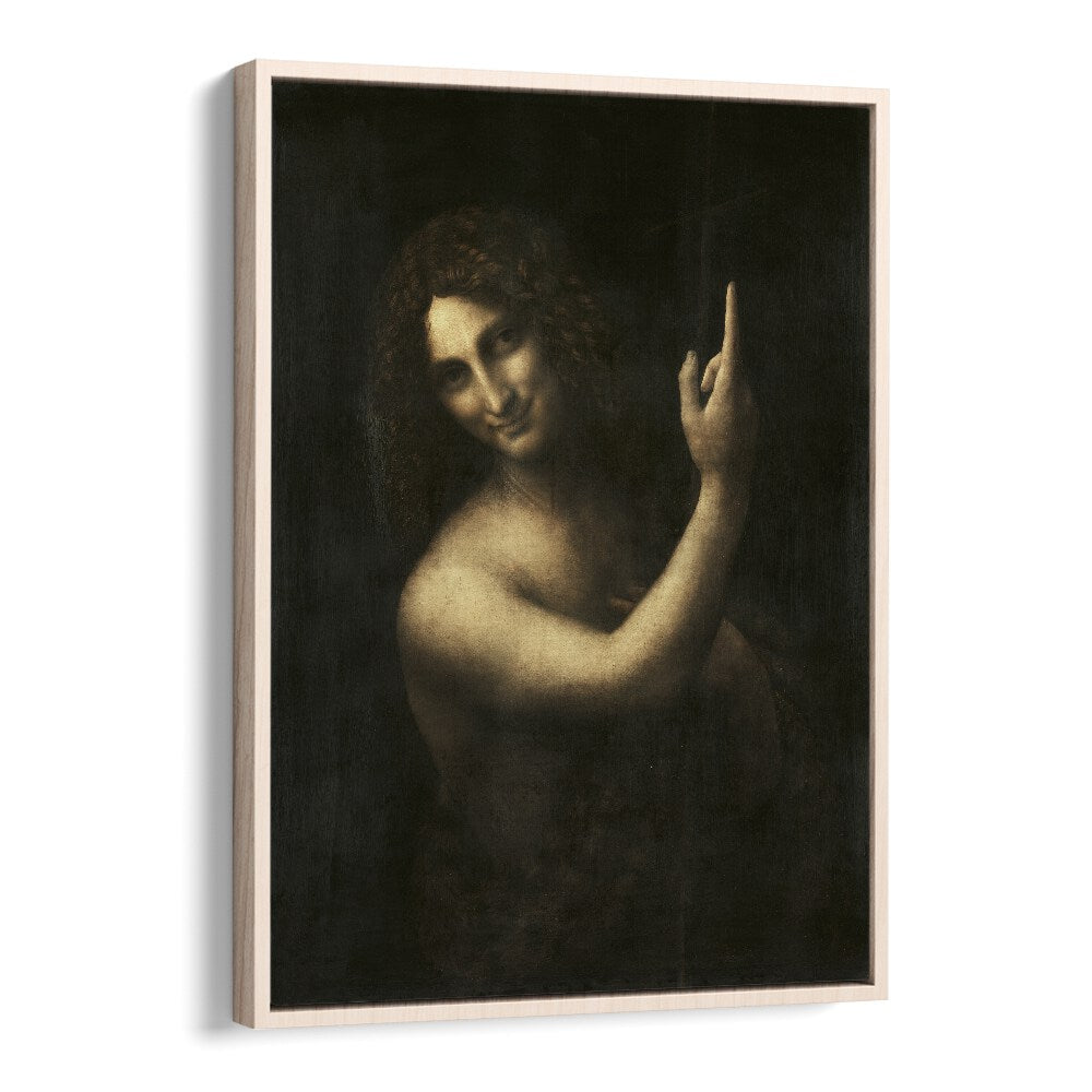 Saint Johan The Baptist Leonardo Da Vinci art painting Artwork in Oak Wood Floater Frame