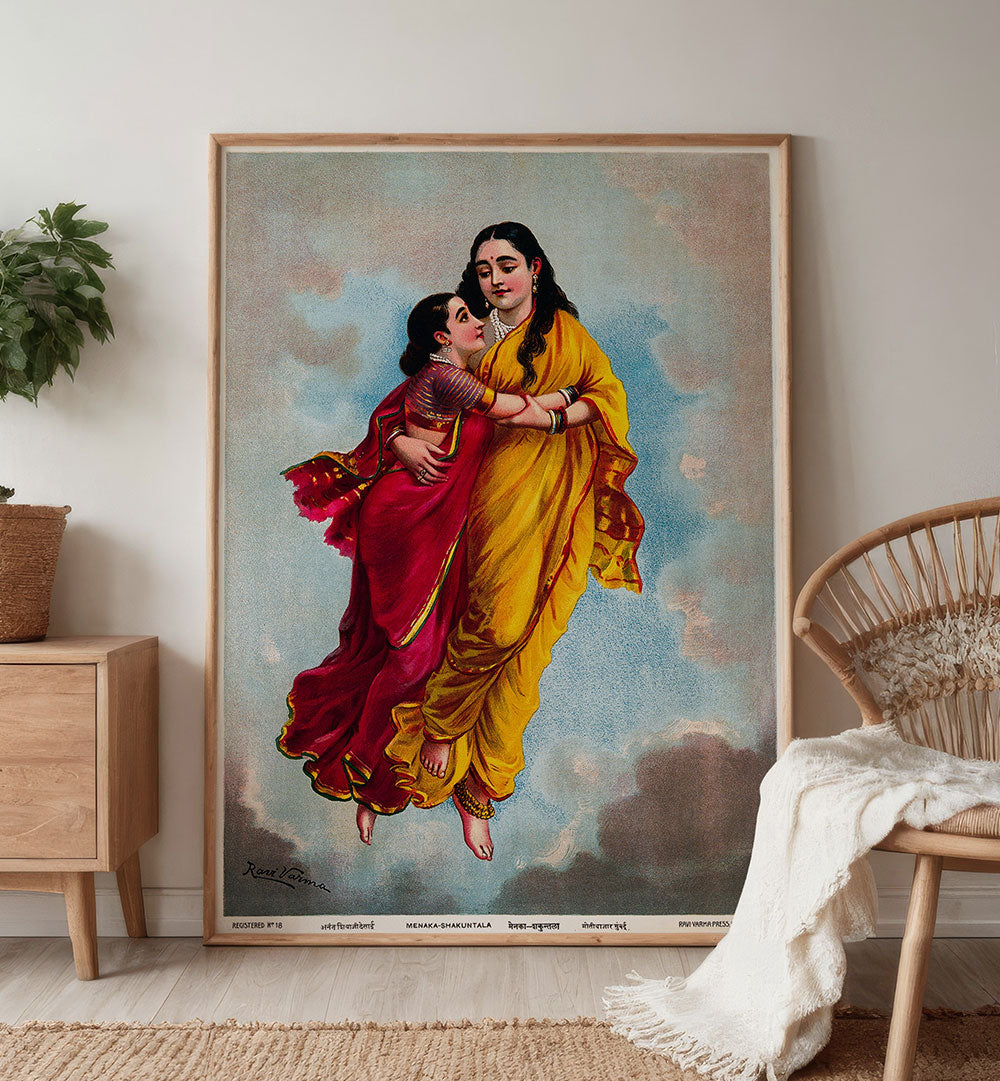 SAKUNTALA AND HER MOTHER FLY TOWARDS HEAVEN