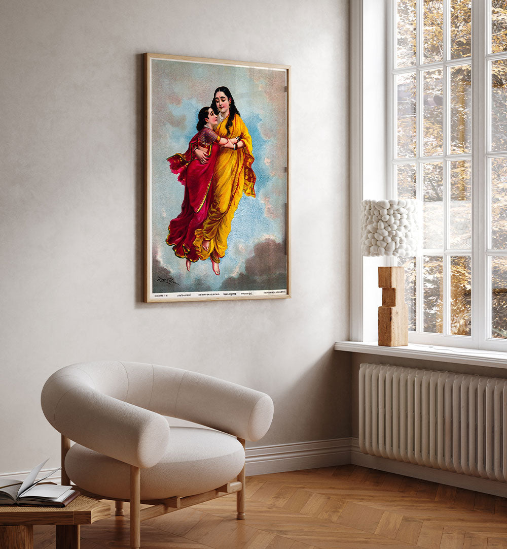 SAKUNTALA AND HER MOTHER FLY TOWARDS HEAVEN