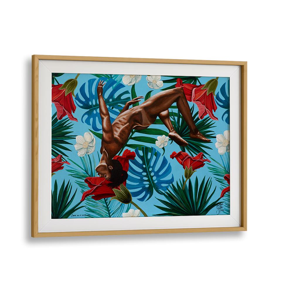 Same As It Ever Was By Christian Beijer African Artwork  in Oak Wood Frame With Mount