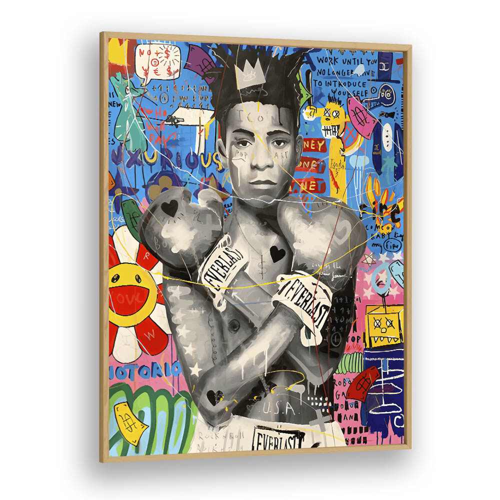 Samo King Pop Art Artwork in Oak Wood Plain Frame