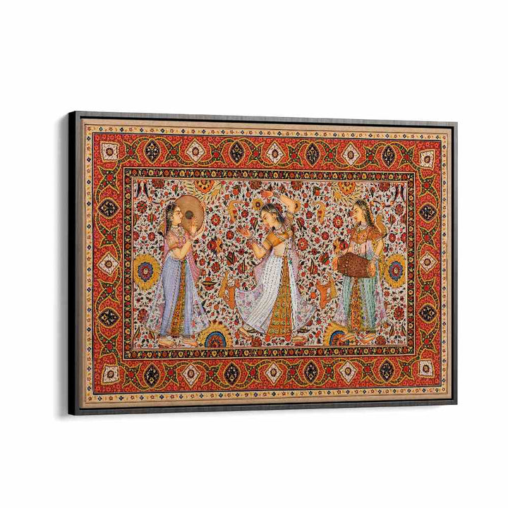 Samsara Symphony Indian art painting Artwork in Black Floater Frame