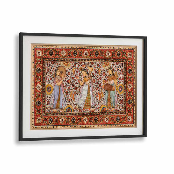 Samsara Symphony Indian Art Painting Artwork in Black Frame With Mount