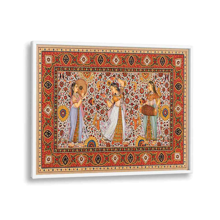 Samsara Symphony Indian art painting Artwork in White Plain Frame