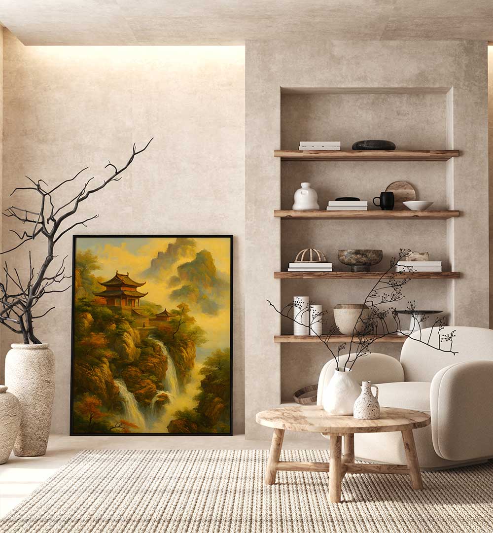 SANCTUARY ON THE CLIFF , EXPRESSIONISM PAINTINGS