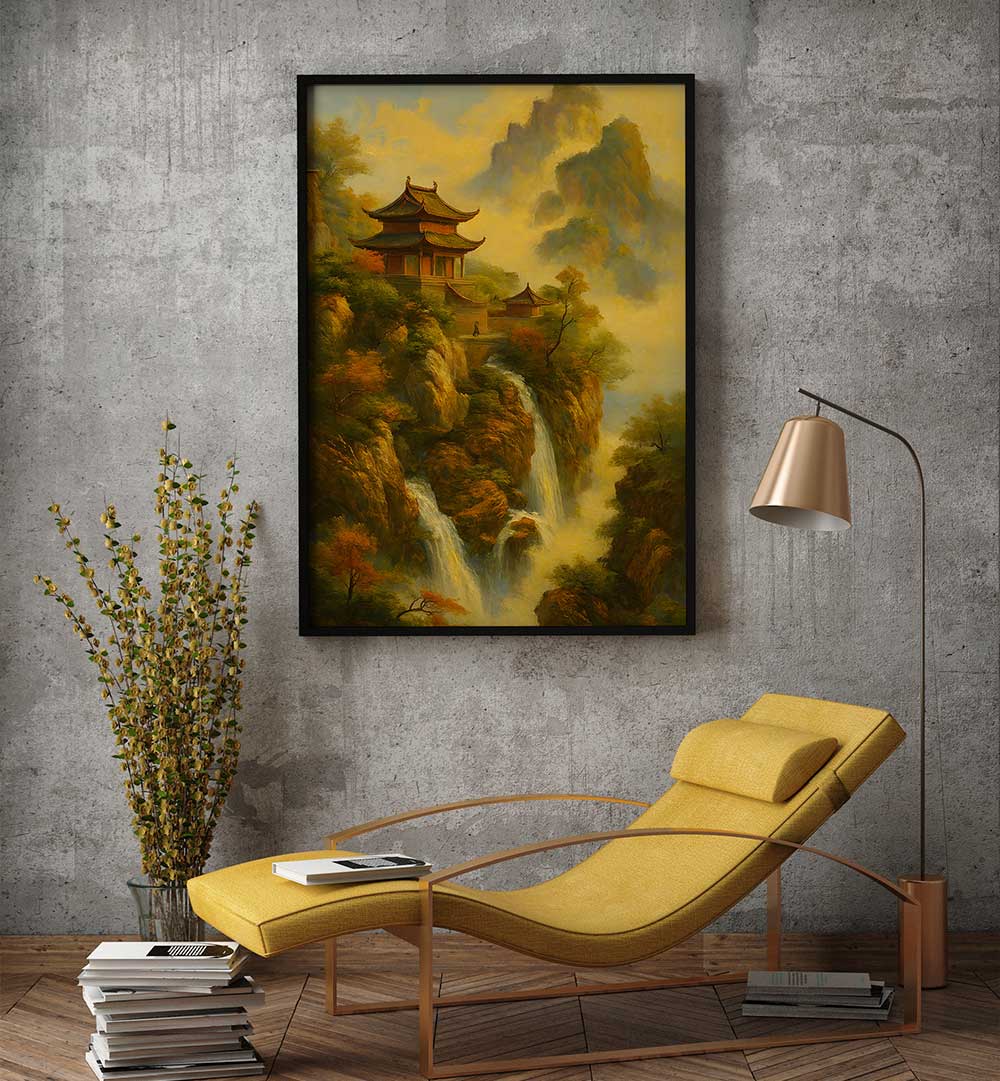 SANCTUARY ON THE CLIFF , EXPRESSIONISM PAINTINGS