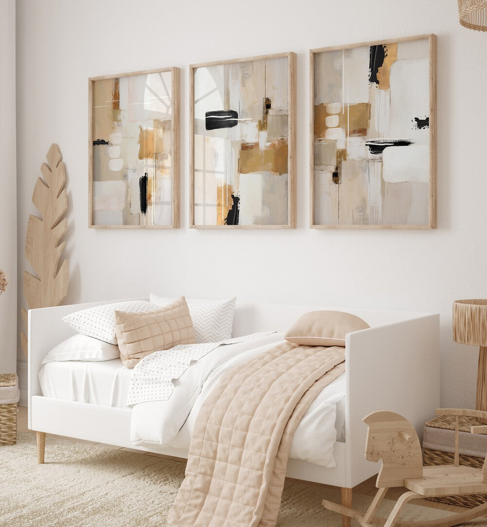 Enhance your space with the SANDSTONE SERENITY SET, SET OF 3 PAINTINGS, offering calming aesthetics and style.
