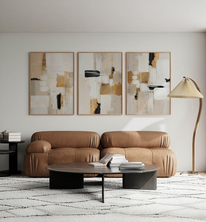 Transform your space with the SANDSTONE SERENITY SET, SET OF 3 PAINTINGS, perfect for calming aesthetics.