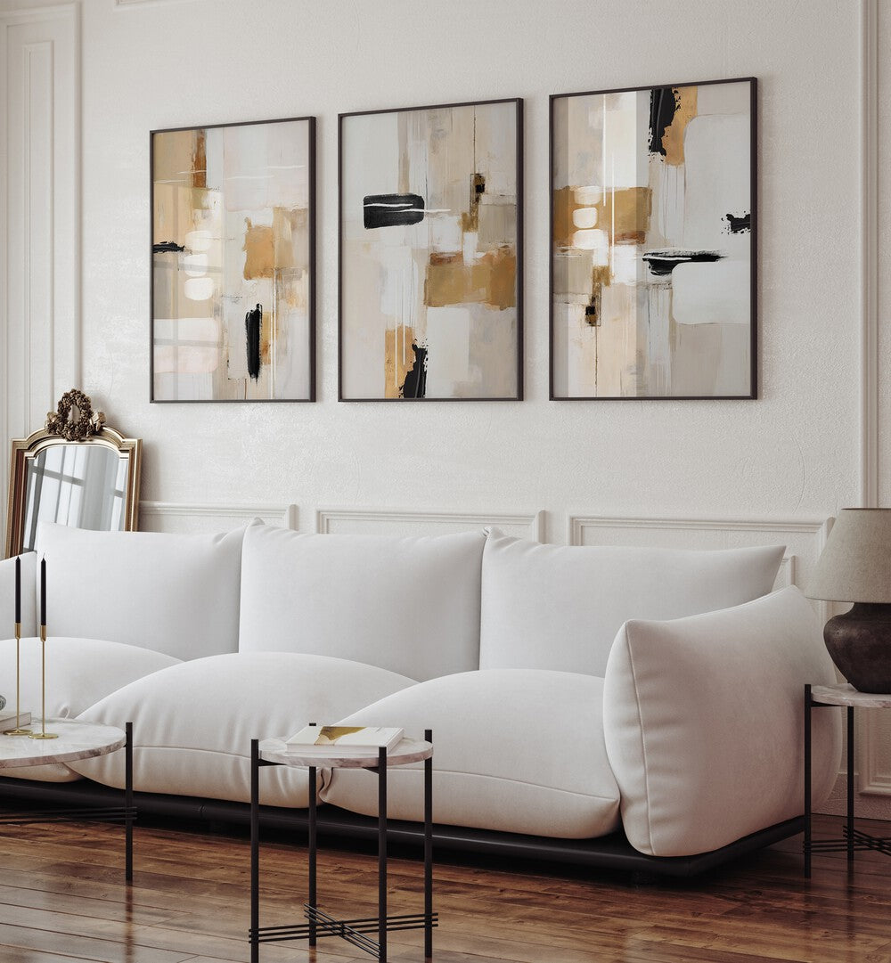Elevate your decor with the SANDSTONE SERENITY SET, SET OF 3 PAINTINGS, perfect for a calming living space.