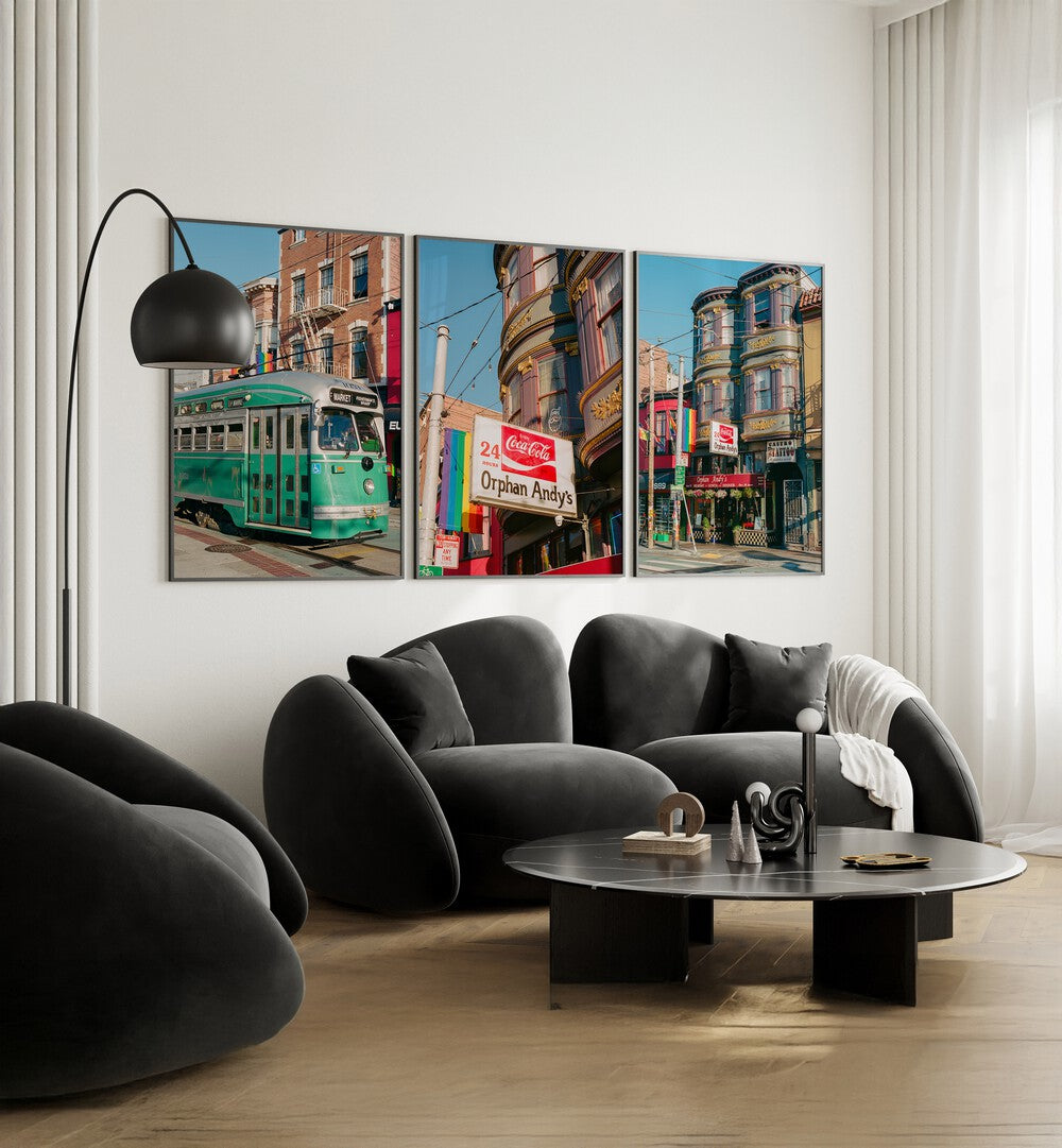 SAN FRANCISCO CASTRO SET , SET OF 3 PAINTINGS