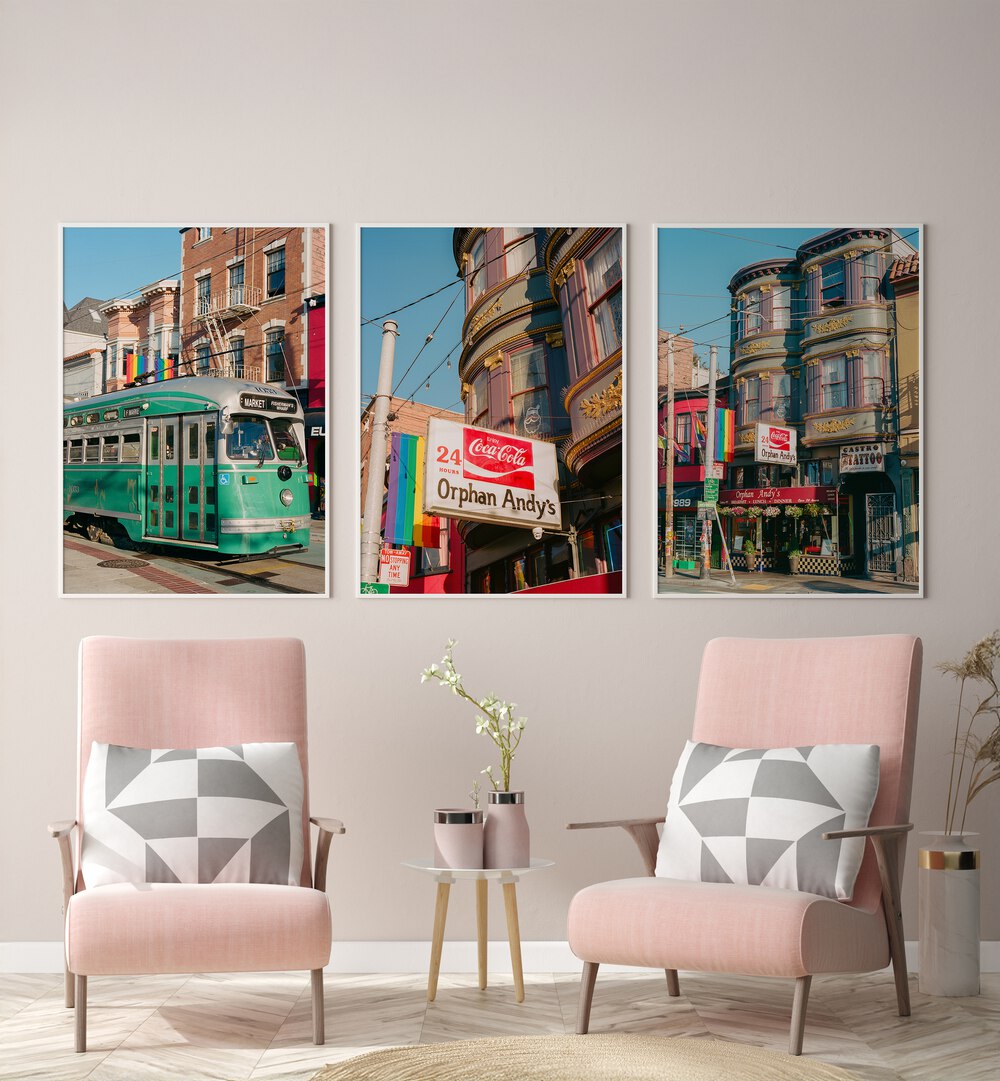 SAN FRANCISCO CASTRO SET , SET OF 3 PAINTINGS