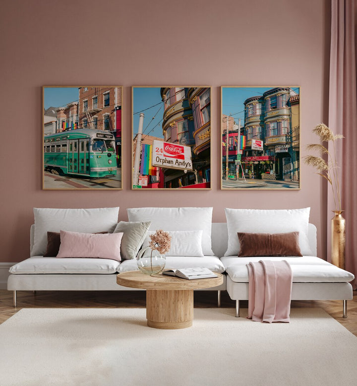 SAN FRANCISCO CASTRO SET , SET OF 3 PAINTINGS