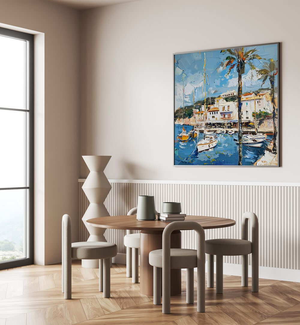 A vibrant artwork capturing the charm of Sant Juan, Spain, perfect for travel lovers and home decor enthusiasts.