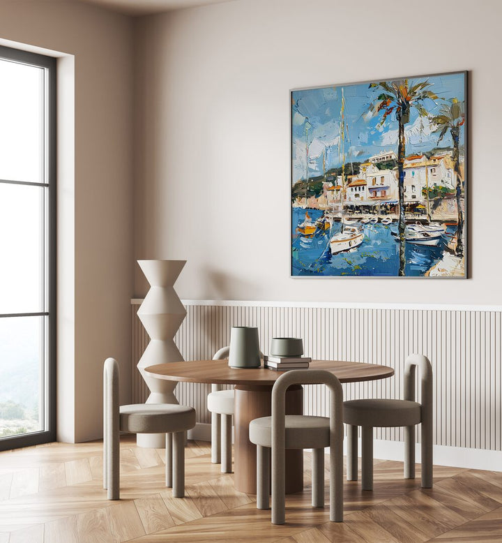 A vibrant artwork capturing the charm of Sant Juan, Spain, perfect for travel lovers and home decor enthusiasts.