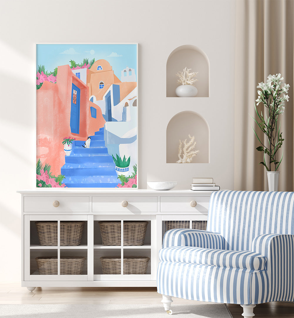 SANTORINI STREET , TRAVEL POSTERS