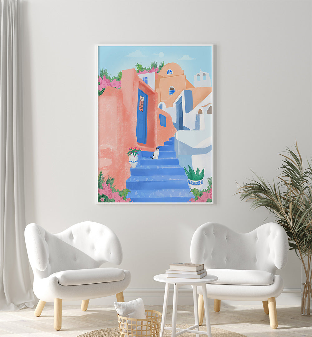 SANTORINI STREET , TRAVEL POSTERS