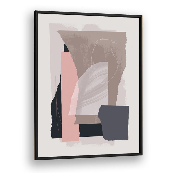 Scattered Pieces Abstract art Artwork in Black Plain Frame
