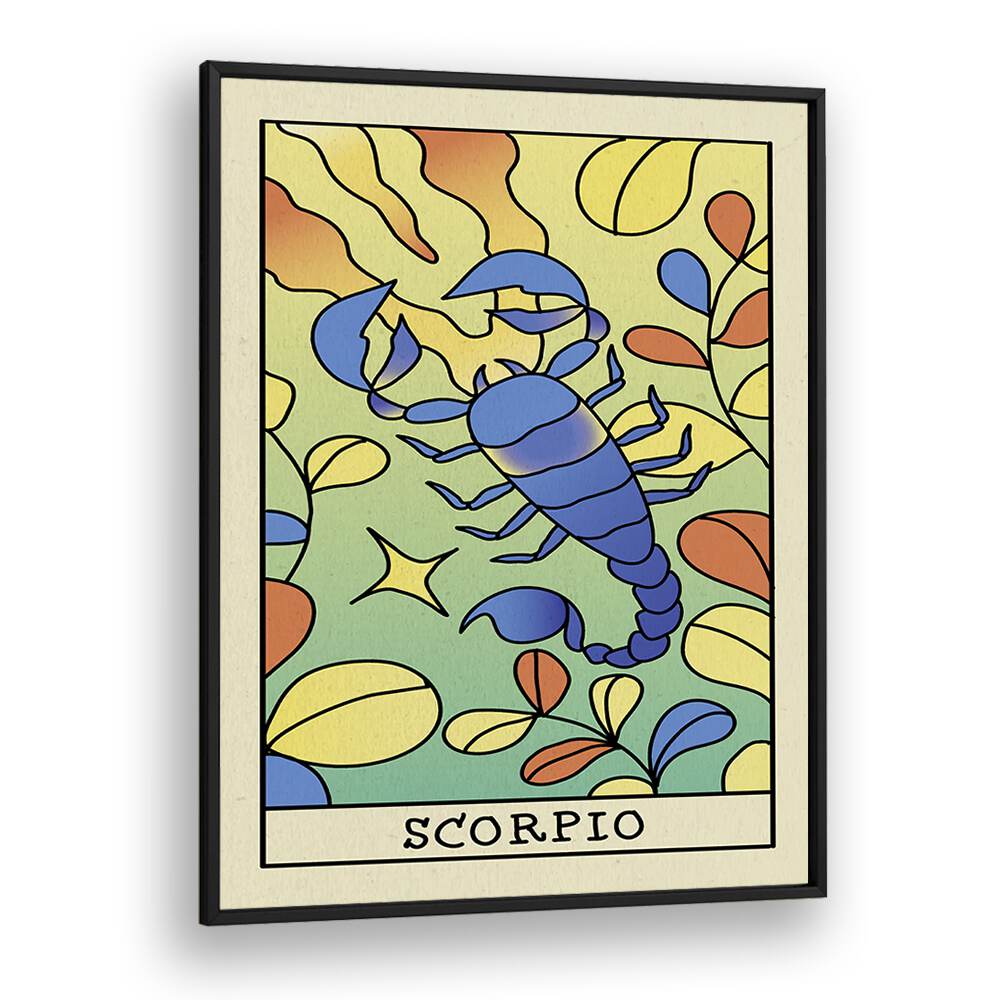 Scorpio Zodiac & Tarot art Artwork in Black Plain Frame