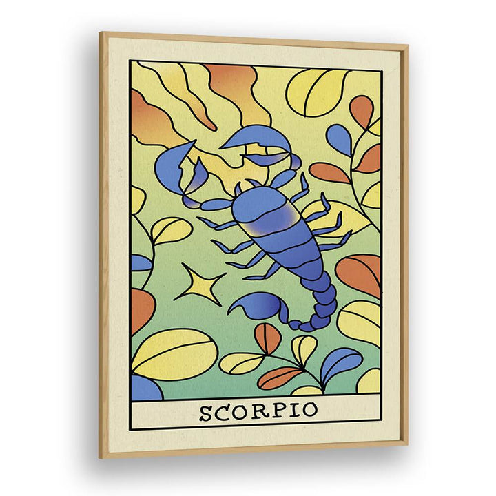 Scorpio Zodiac & Tarot Art Artwork in Oak Wood Plain Frame