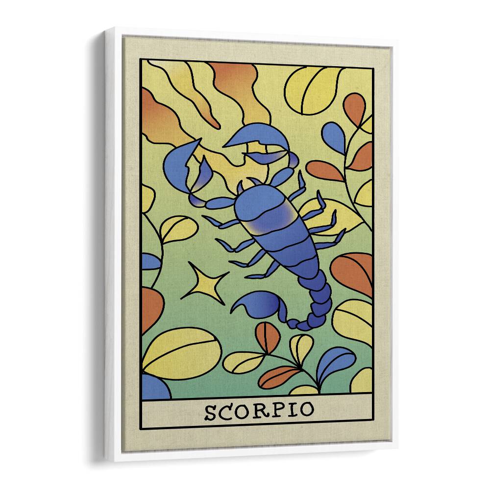 Scorpio Zodiac & Tarot art painting Artwork in White Floater Frame