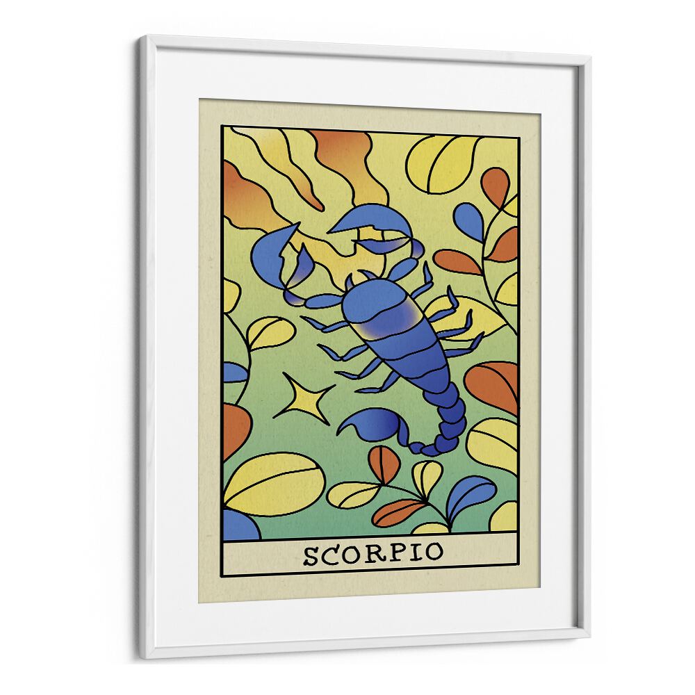 Scorpio Zodiac & Tarot Art Artwork in White Frame With Mount