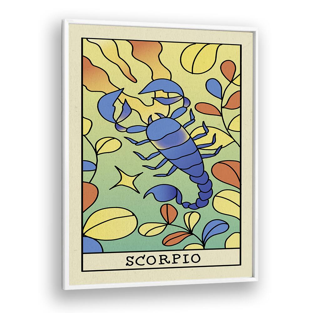 Scorpio Zodiac & Tarot art Artwork in White Plain Frame