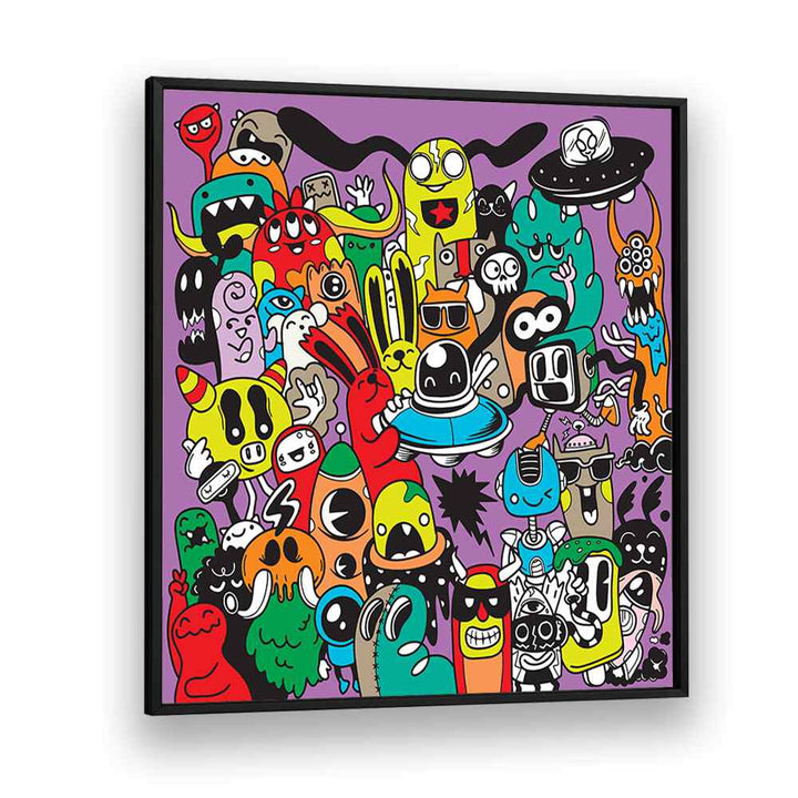 Scribble Skedaddle Doodle Art Artwork in Black Plain Frame