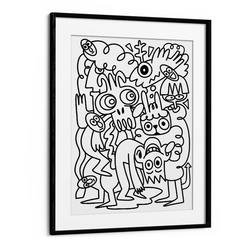 Scribble Sprinkles Doodle Art Artwork in Black Frame With Mount