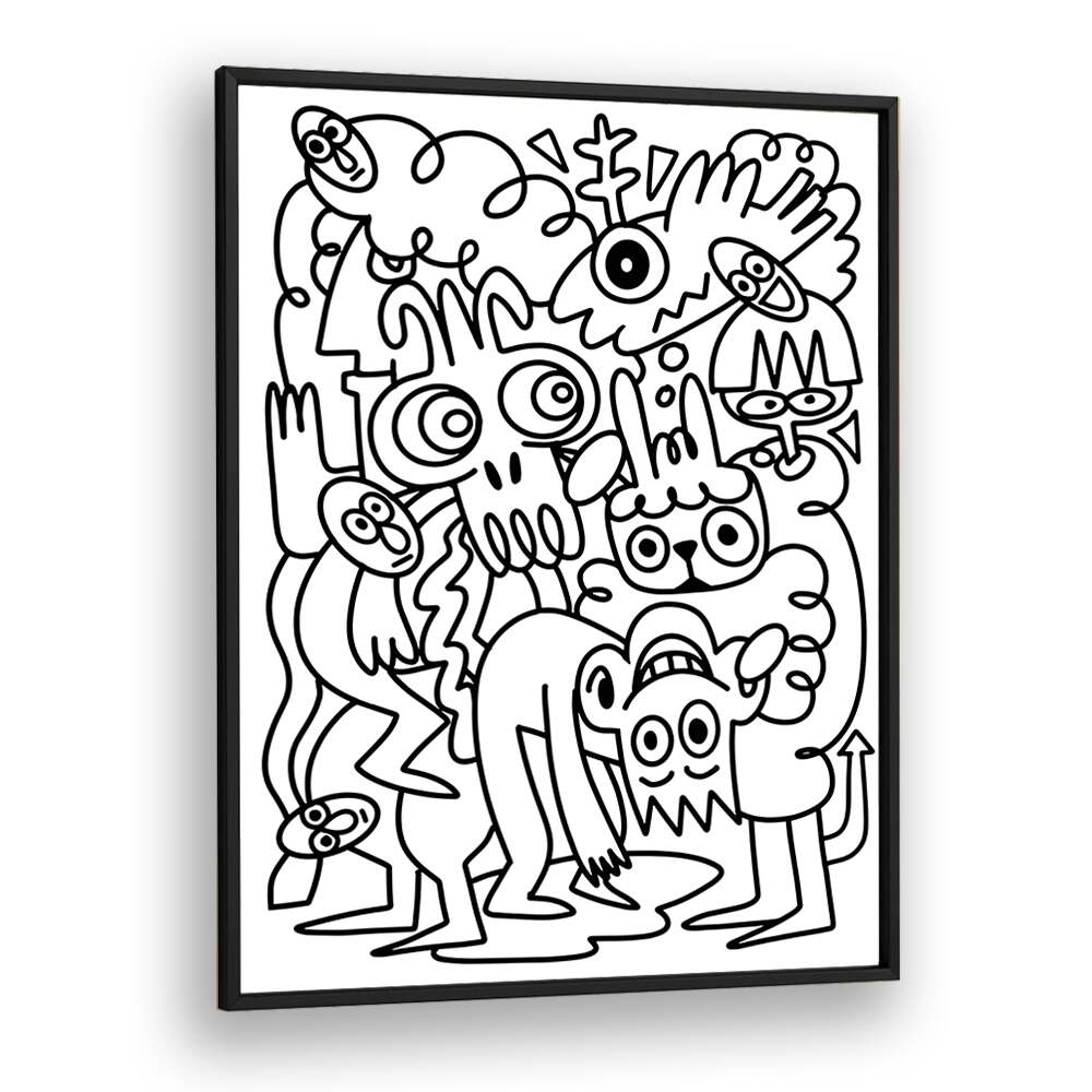 Scribble Sprinkles Doodle Art Artwork in Black Plain Frame