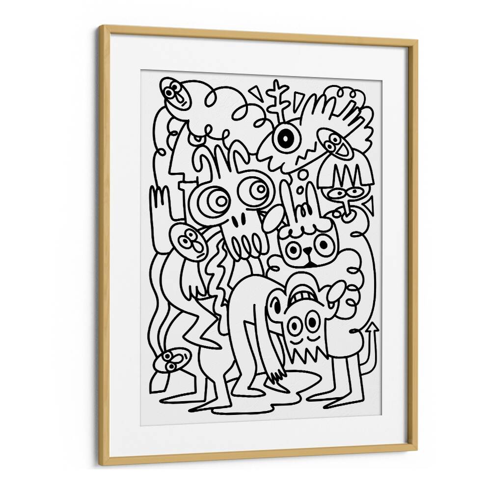 Scribble Sprinkles Doodle Art Artwork in Oak Wood Frame With Mount