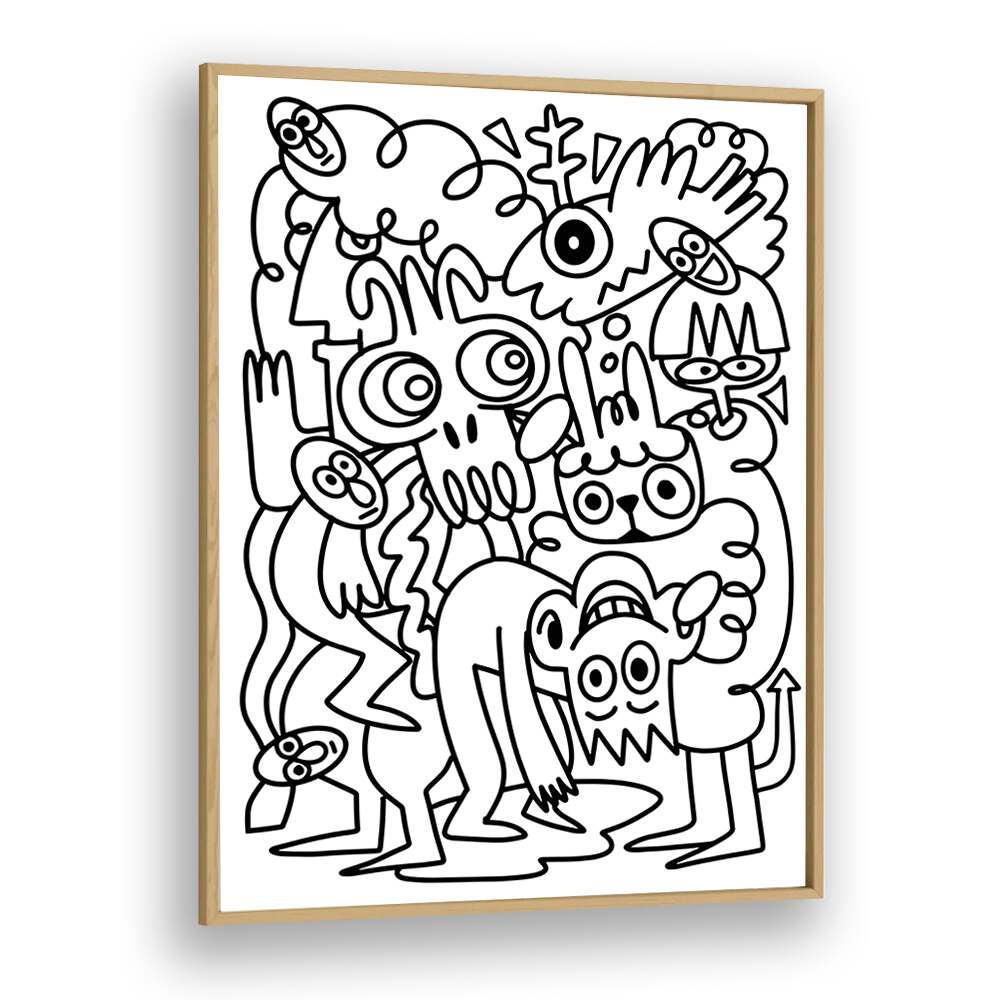 Scribble Sprinkles Doodle Art Artwork in Oak Wood Plain Frame