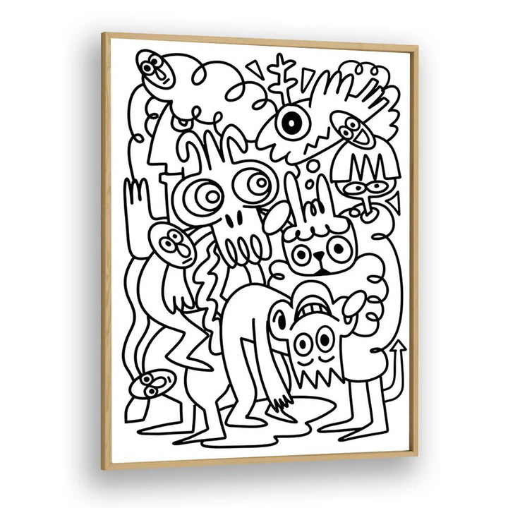 Scribble Sprinkles Doodle Art Artwork in Oak Wood Plain Frame