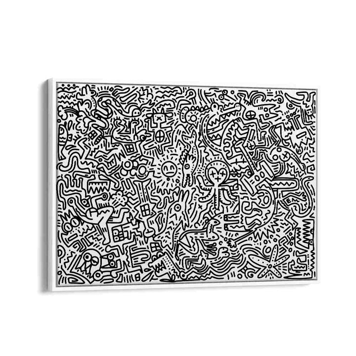 Scribble Symphony Doodle Art Artwork in White Floater Frame