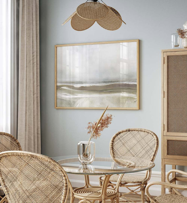 Stylish dining area featuring SEA AIR, ABSTRACT PAINTINGS that evoke coastal tranquility and artistic beauty.