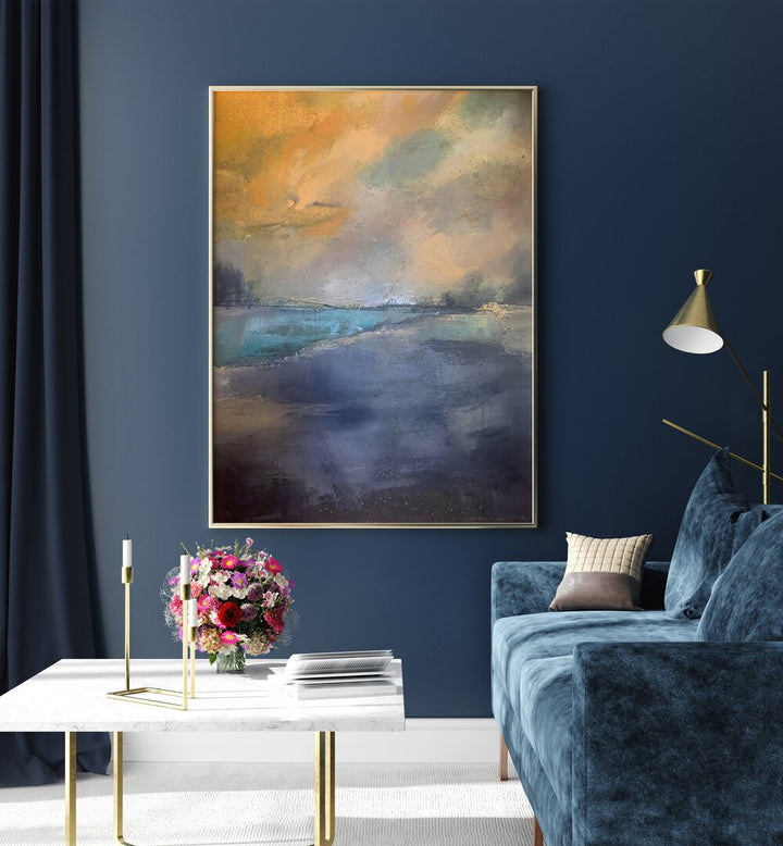 Abstract SEA AND SKY LANDSCAPE paintings showcasing vibrant colors, perfect for enhancing your home decor.