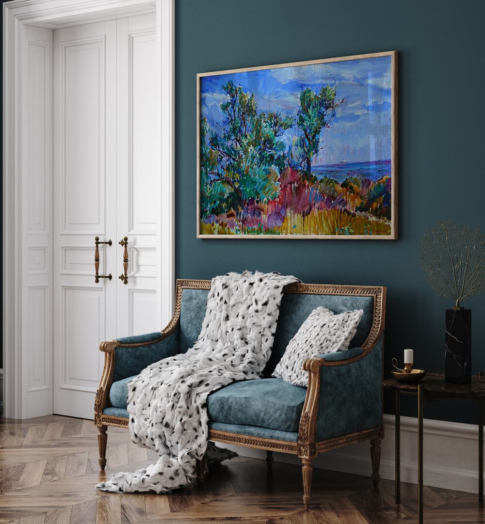 Vibrant SEASHORE PLANTS XLIII, LANDSCAPE PAINTINGS enhances decor with serene coastal beauty in a stylish setting.