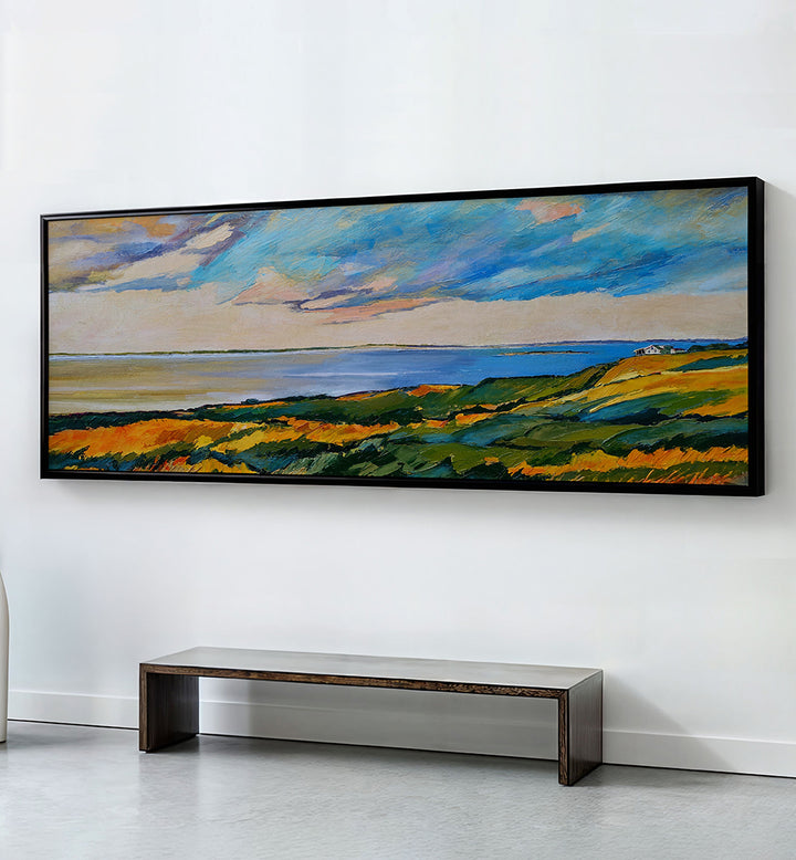 SEASIDE GOLDEN FIELDS , PANORAMIC ART