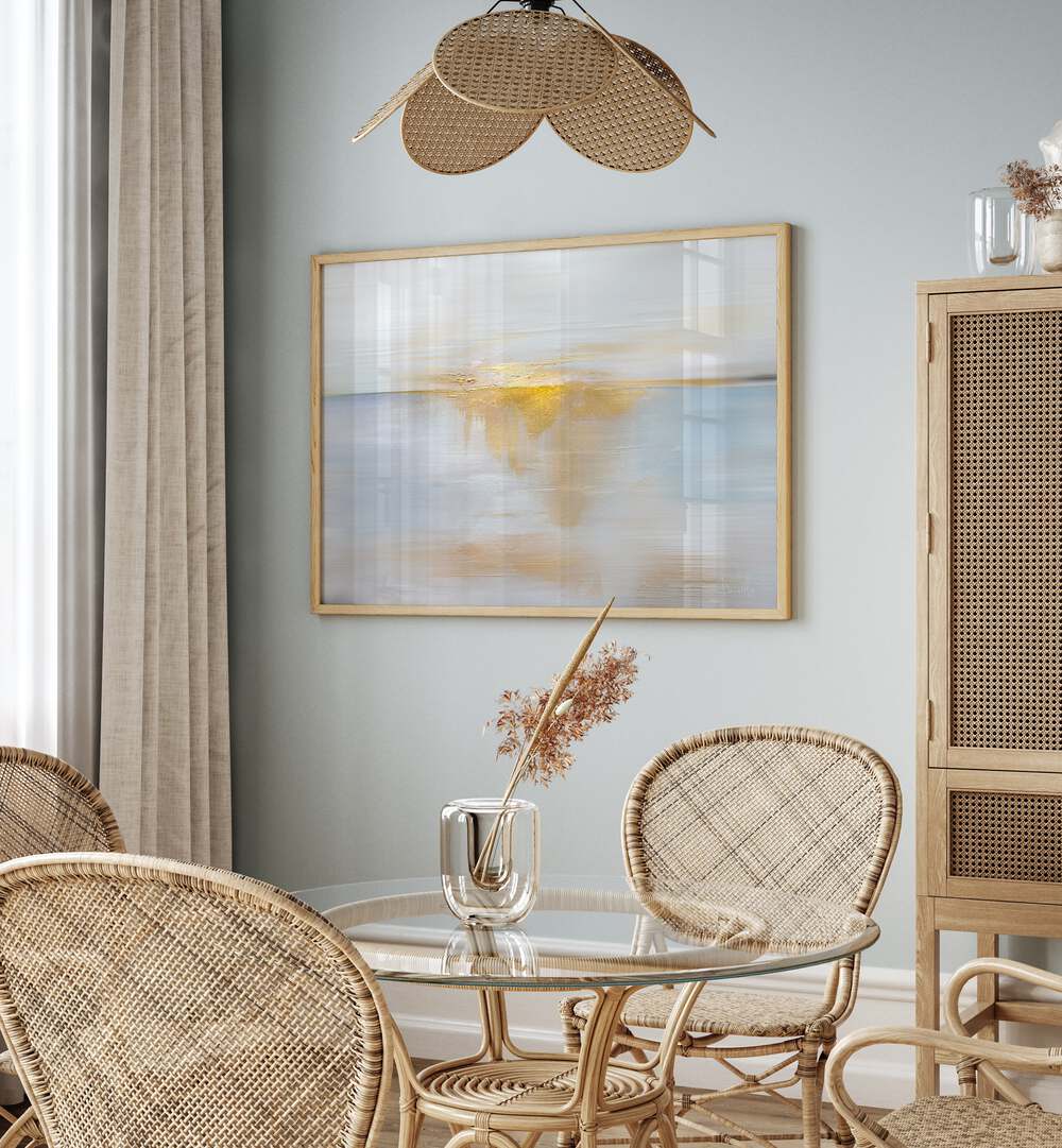 Vibrant decor featuring SEA SUN, ABSTRACT PAINTINGS, blending colors and fluid forms for a stunning visual experience.
