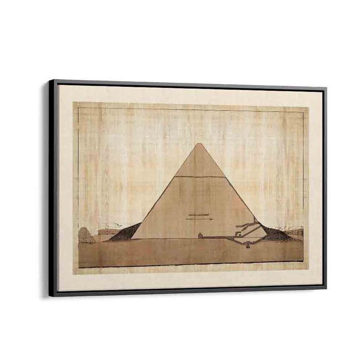 Section Of The Entrance Of The Second Pyramid Of Ghizeh Egyptian art painting Artwork in Black Floater Frame