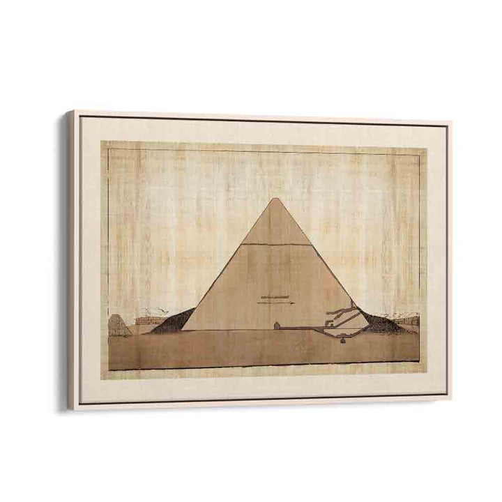 Section Of The Entrance Of The Second Pyramid Of Ghizeh Egyptian art painting Artwork in Oak Wood Floater Frame