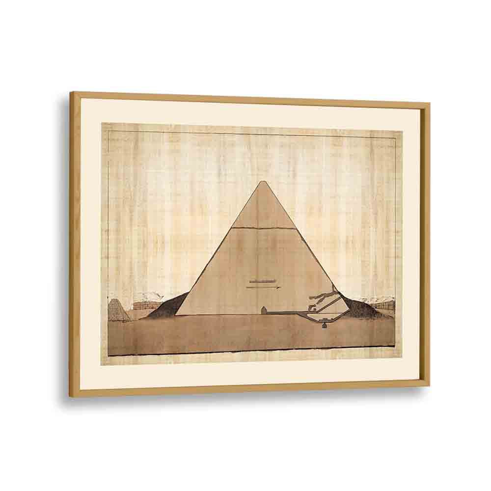 Section Of The Entrance Of The Second Pyramid Of Ghizeh Egyptian art painting Artwork in Oak Wood Plain Frame