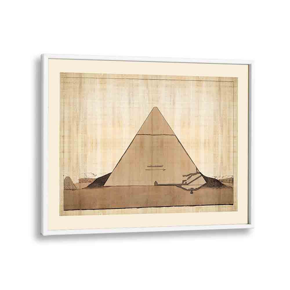 Section Of The Entrance Of The Second Pyramid Of Ghizeh Egyptian art painting Artwork in White Plain Frame