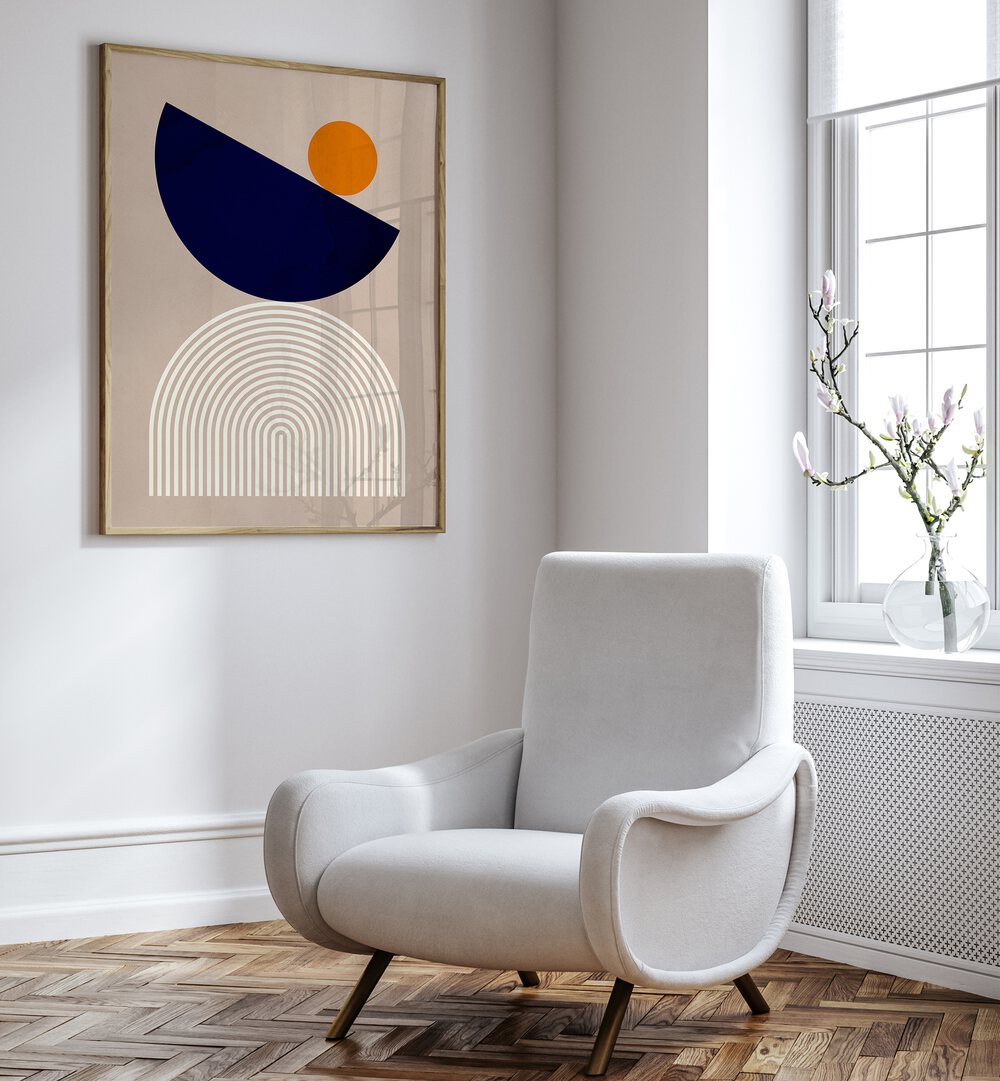 Stylish SEMICIRCLES II, GEOMETRIC ART PRINTS complement modern decor with vibrant shapes and elegant lines.