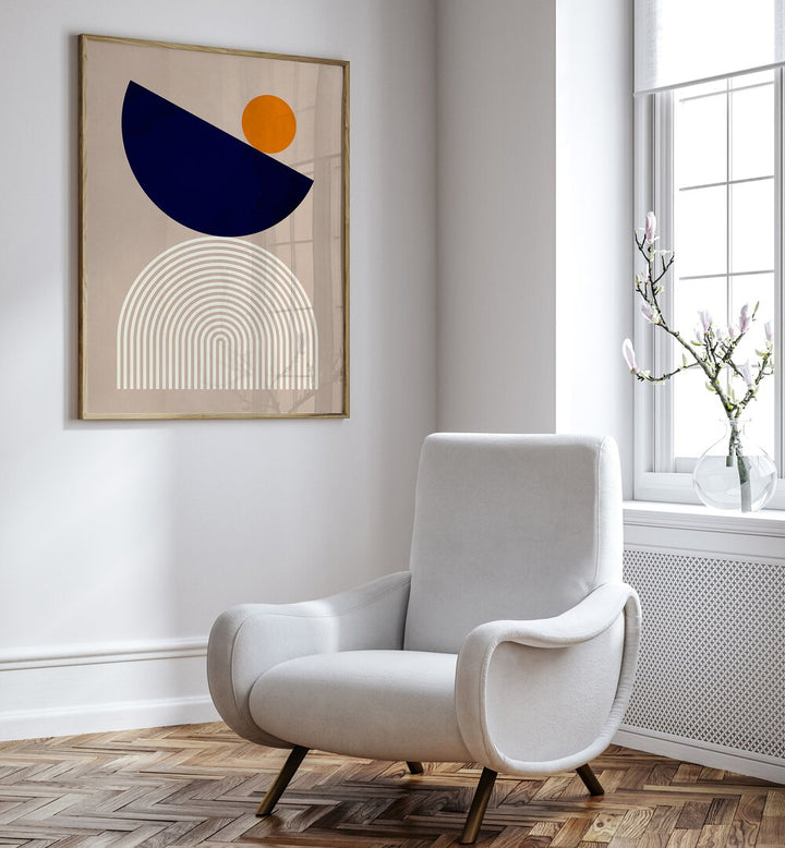 Stylish SEMICIRCLES II, GEOMETRIC ART PRINTS complement modern decor with vibrant shapes and elegant lines.