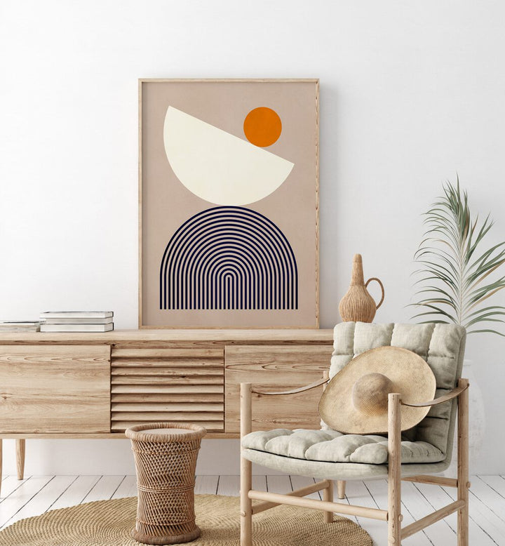 Modern living room featuring SEMICIRCLES, GEOMETRIC ART PRINTS that inspire creativity and precision in design.