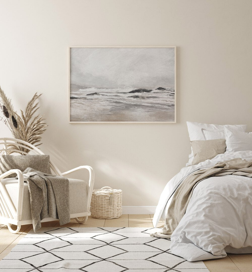 Stylish living room featuring SEPTEMBER COAST, ABSTRACT PAINTINGS that enhance coastal charm and tranquility.