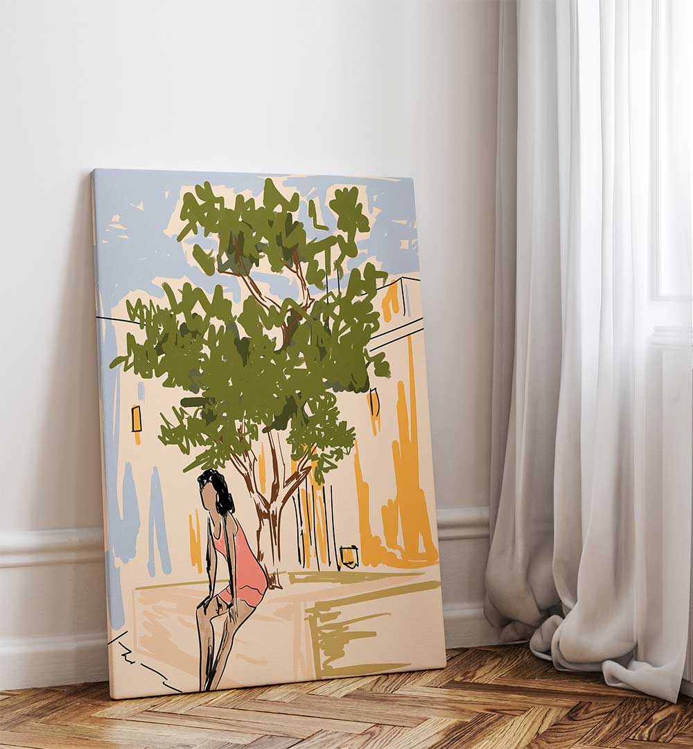 SERENE COURTYARD PAUSE , FASHION POSTERS