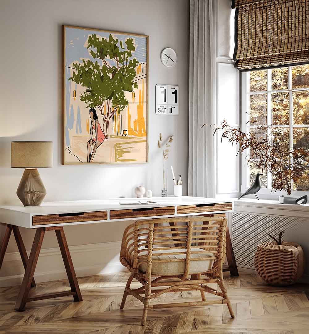 SERENE COURTYARD PAUSE , FASHION POSTERS