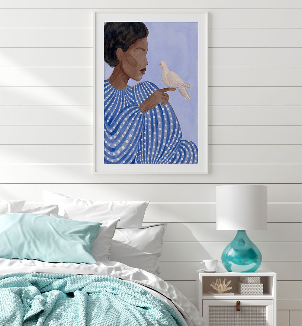 SERENE WOMAN AND DOVE