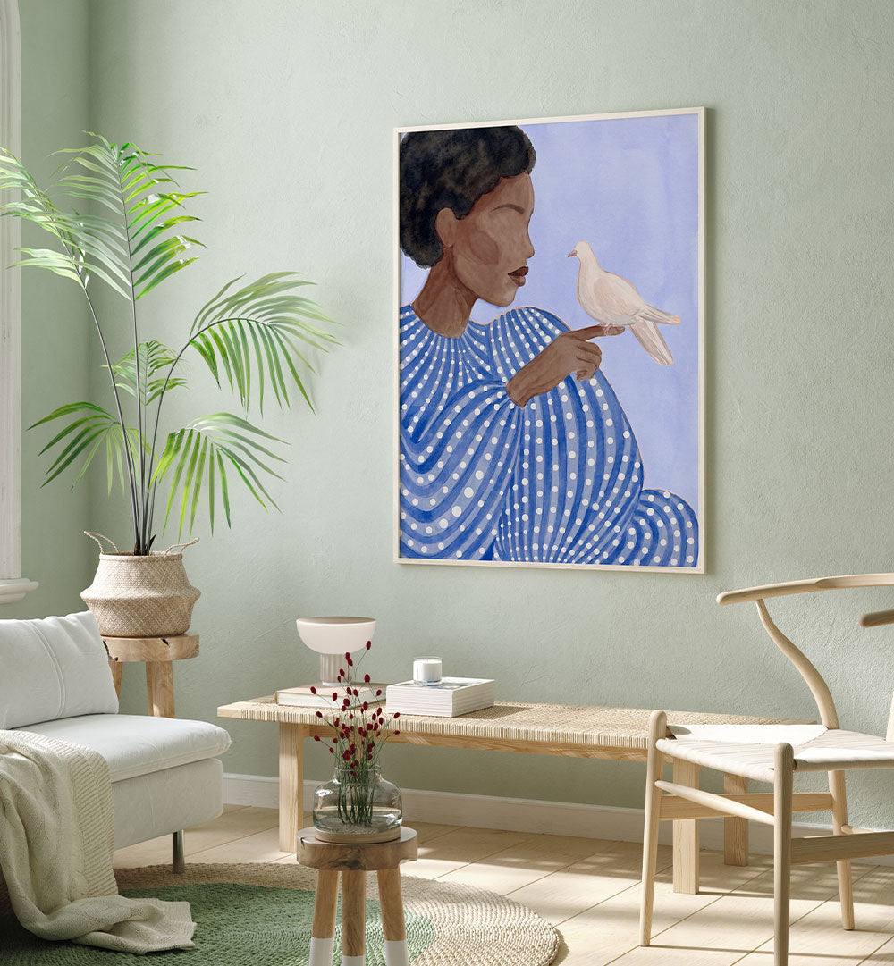 SERENE WOMAN AND DOVE